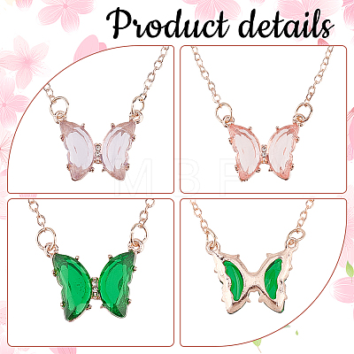 3Pcs 3 Colors Acryllc Butterfly Pendant Necklaces Set NJEW-AN0001-22-1