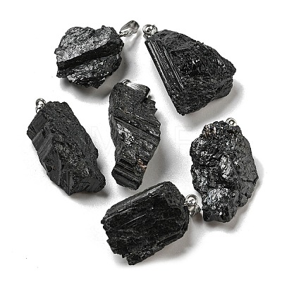 Natural Black Tourmaline Pendants G-F739-01P-1