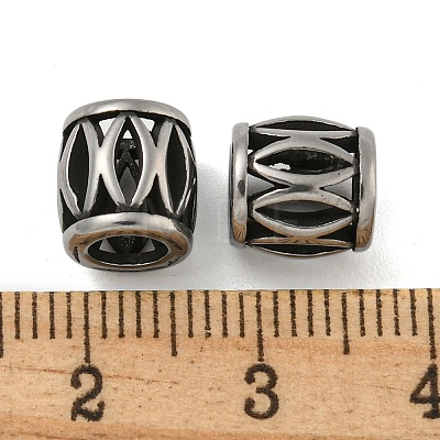 Retro Hollow 304 Stainless Steel European Beads STAS-B071-16AS-1