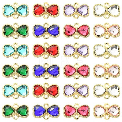 24Pcs 8 Colors Alloy Rhinestone Connector Charms FIND-YW0011-45-1