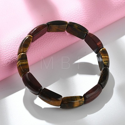 Natural Tiger Eye Bead Stretch Bracelets for Women Men BJEW-C097-02A-1