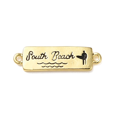 Beach Theme Rack Plating Brass Rectangle Connector Charms KK-P261-08D-G08-1