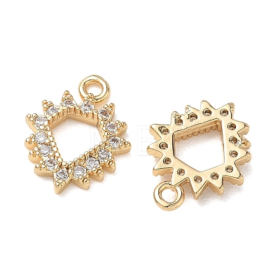Brass Micro Pave Clear Cubic Zirconia Charms KK-D261-10G-1