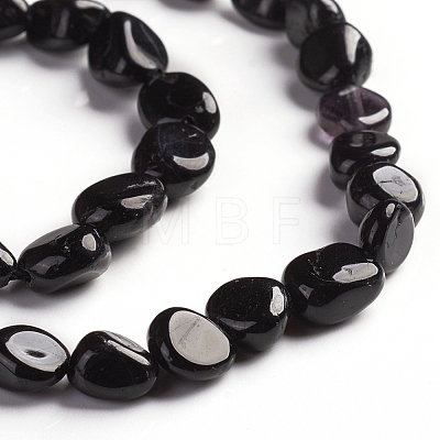 Natural Black Tourmaline Beads Strands G-D0002-B39-1