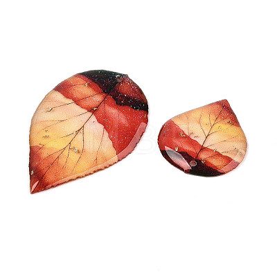 2Pcs Transparent Epoxy Resin Leaf Pendants RESI-T057-93-1