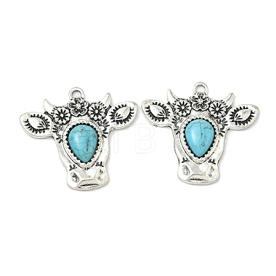 Bohemian Synthetic Turquoise Cattle Pendants FIND-Z112-01AS-08-1