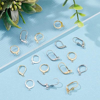  90Pcs 6 Style 304 Stainless Steel Leverback Earring Findings STAS-NB0001-60-1