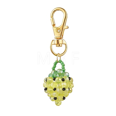 Glass Seed Beaded Strawberry Pendant Decoration HJEW-MZ00160-1