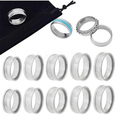 Unicraftale 10Pcs 5 Size 304 Stainless Steel Grooved Finger Ring Settings STAS-UN0041-21P-1