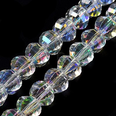 Transparent Electroplate Glass Beads Strands GLAA-Q099-C01-14-1-1