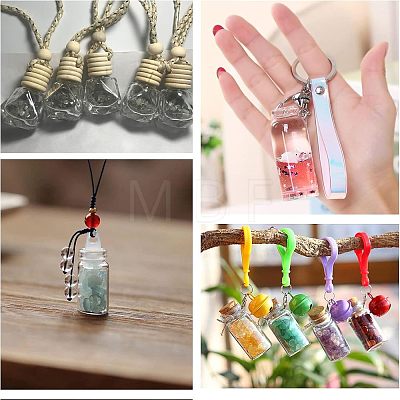 Transparent Glass Wishing Bottle Pendant Decoration HJEW-PH0001-29-1