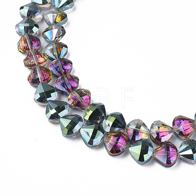 Electroplate Transparent Glass Beads Strands EGLA-N002-36-1