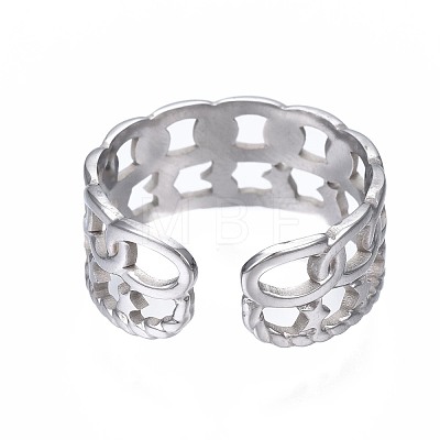 304 Stainless Steel Star Open Cuff Ring RJEW-T023-03P-1