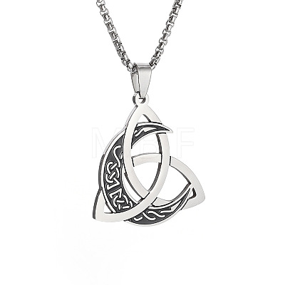 Viking Triskelion Knot Moon 201 Stainless Steel Pendant Necklaces for Men FS-WG9ED82-01-1