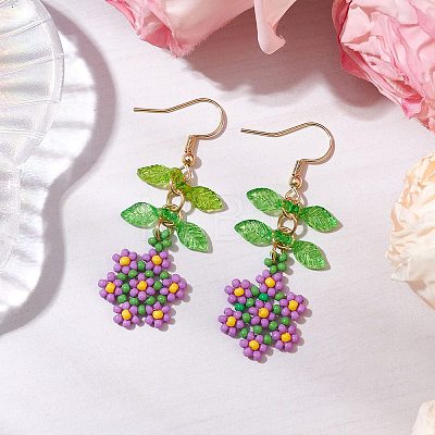 Handmade Glass Seed Dangle Earrings EJEW-MZ00311-1