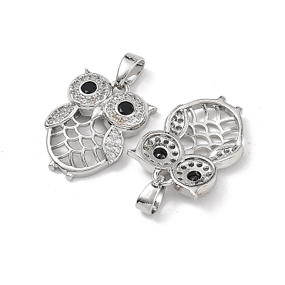 Brass Micro Pave Black Cubic Zirconia Pendants CU-L277-10P-1