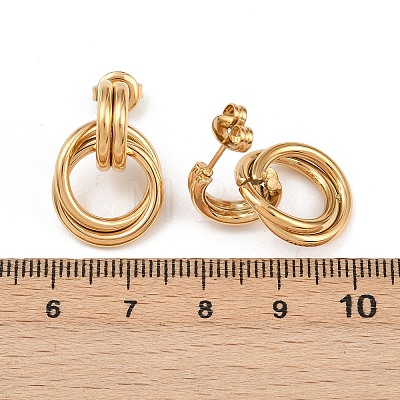 304 Stainless Steel Twist Ring Stud Earrings EJEW-P324-05G-1