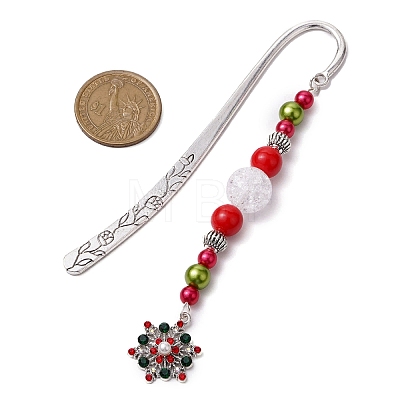 Christmas Theme Alloy Hook Bookmarks AJEW-JK00336-1