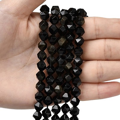 Natural Golden Sheen Obsidian Beads Strands G-Z119-A10-02-1