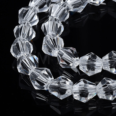 Transparent Faceted Glass Beads Strands GLAA-TAC0010-01A-01-1