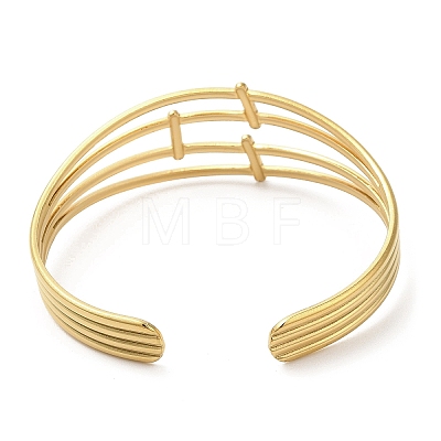 Ion Plating(IP) 304 Stainless Steel Multi Line Cuff Bangles for Women BJEW-L682-006G-1