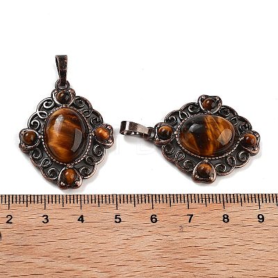 Natural Tiger Eye Rhombus Pendants G-K363-02R-03-1