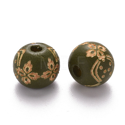 Painted Natural Wood Beads WOOD-N006-03A-06-1