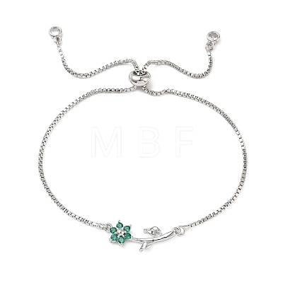 Adjustable Brass Micro Pave Clear Cubic Zirconia Box Chain Slider Bracelets BJEW-C156-09P-01-1