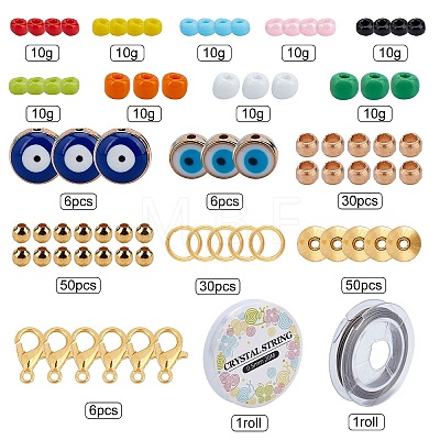 SUNNYCLUE DIY Evil Eye Style Glass Seed Bead Bracelets Kits DIY-SC0013-92-1