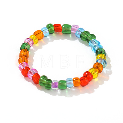 Glass Beaded Stretch Finger Rings for Women FS-WG76F8F-01-1