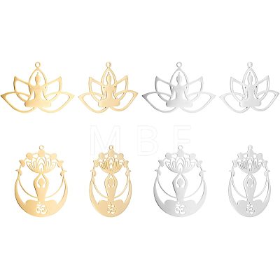 Unicraftale 8Pcs 4 Styles 201 Stainless Steel Pendants STAS-UN0033-89-1