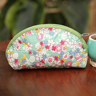 DIY Flower Pattern Moon-shaped Cosmetic Bag Embroidery Kit PW23021000314-1