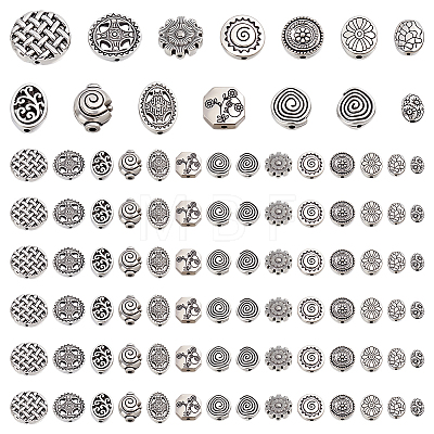 84Pcs 14 Styles Tibetan Styles Alloy Beads TIBEB-PH0061-79-1