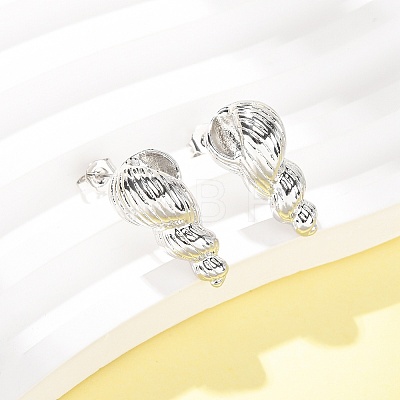 Conch Brass Stud Earrings EJEW-D351-07P-1