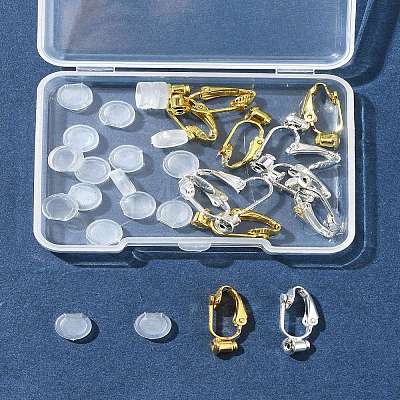 12Pcs 2 Color Brass Clip-on Earring Converters Findings KK-FS0001-31-1