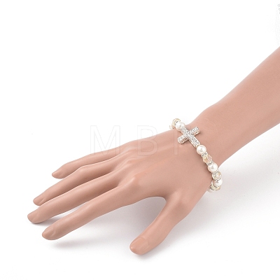 Electroplate Glass Beads Stretch Bracelets BJEW-JB04830-01-1