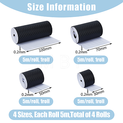 SUPERFINDINGS 4 Rolls 4 Style Carbon Fiber Waterproof Self Adhesive Car Stickers AJEW-FH0004-14-1