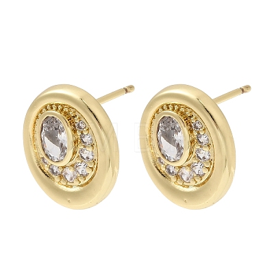 Brass Micro Pave Cubic Zirconia Stud Earrings EJEW-G471-13G-01-1