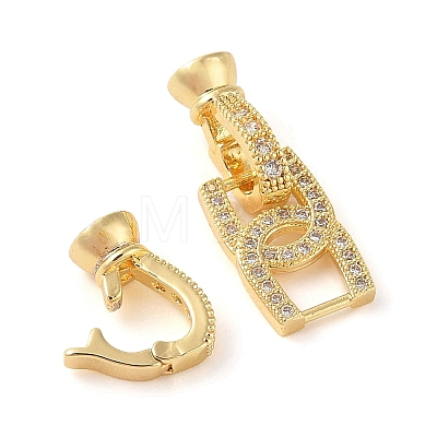 Rack Plating Brass Micro Pave Clear Cubic Zirconia Fold Over Clasps KK-S384-12G-1