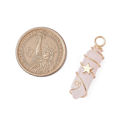 2Pcs 2 Styles Natural Rose Quartz Double Terminated Pointed Pendants PALLOY-JF03122-03-1