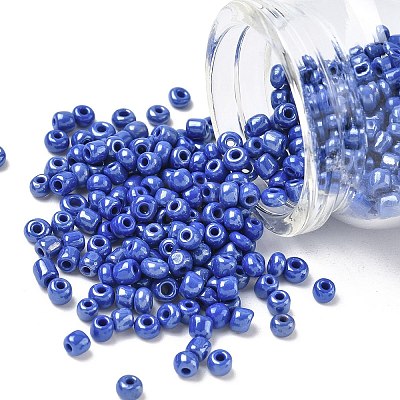 6/0 Opaque Colors Lustered Round Glass Seed Beads X-SEED-A012-4mm-128-1