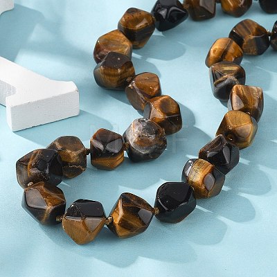 Natural Tiger Eye Nuggets Beaded Necklaces for Women Men NJEW-K388-01J-1