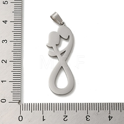 304 Stainless Steel Pendants STAS-O005-08P-1