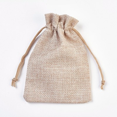 Polyester Imitation Burlap Packing Pouches ABAG-WH0008-03-1