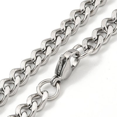 Non-Tarnish 201 Stainless Steel Cuban Link Chain Necklaces for Women and Men NJEW-F322-12P-01-1