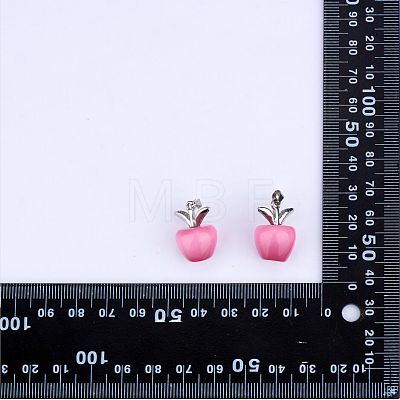 10Pcs Apple Gemstone Charm Pendant Crystal Quartz Healing Natural Stone Pendants Pink Silver Buckle for Jewelry Necklace Earring Making Crafts JX525A-1