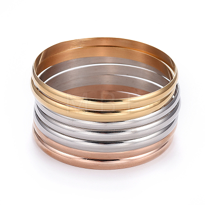 Fashion 201 Stainless Steel Bangle Sets BJEW-L664-024C-M-1-1