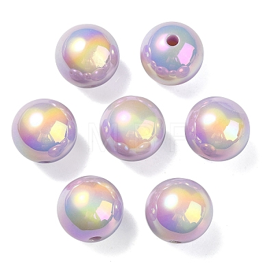 UV Plating Rainbow Iridescent Acrylic Beads OACR-F004-08D-1