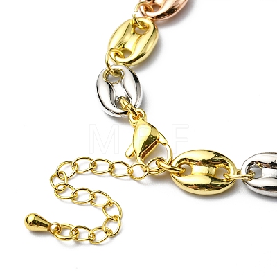 Rack Plating Brass Coffee Bean Chain Bracelet for Women RJEW-D078-08-1