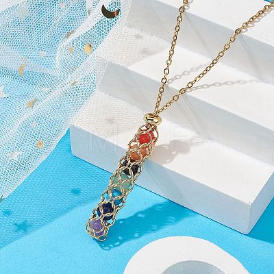 Natural Mixed Gemstone Chakra Theme Necklace NJEW-JN04576-02-1